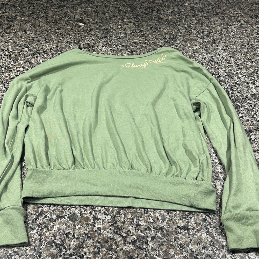 Old Navy Olive Long Sleeve Top “ALWAYS POSITIVE”
